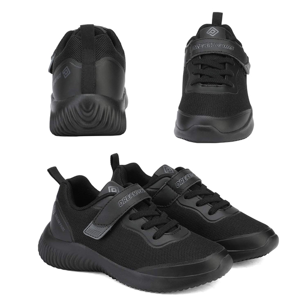[EZ-Ons BreezeRunners] Breathable And Lightweight Kids Running Sneakers - ALL BLACK - 5